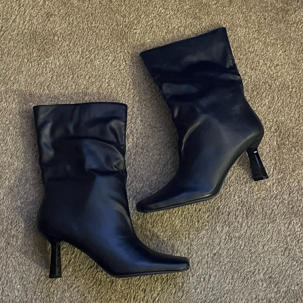 Sleek Black Heeled Boots for Women Pretty Little Thing